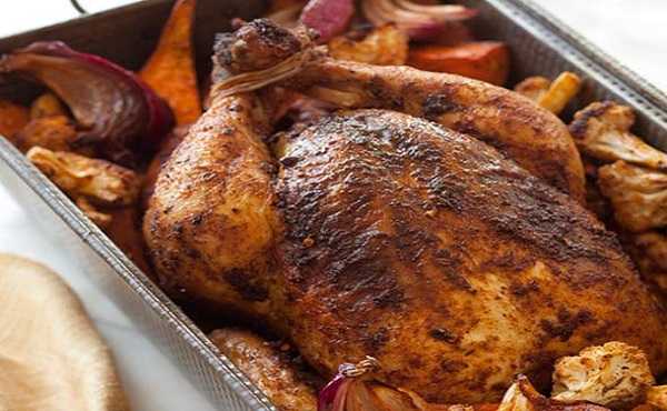 Poulet r�ti aux �pices Marocaines et l�gumes