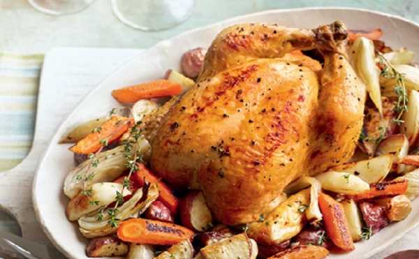 Poulet r�ti avec ses l�gumes