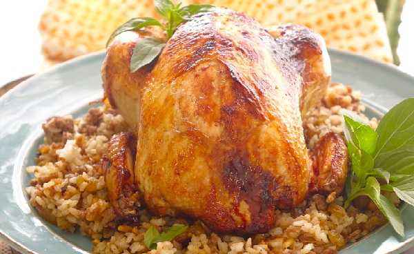 Poulet r�ti farci au riz 