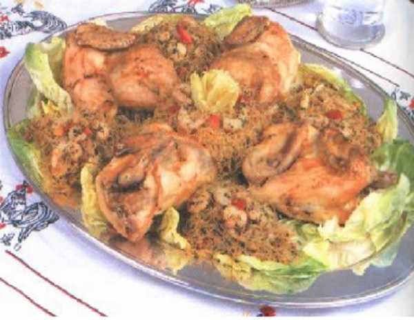 Poulet r�ti farci aux vermicelles