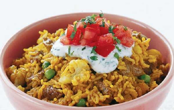 Riz � l'agneau et petits pois