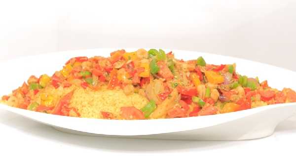 Taboul� crevettes et poivrons