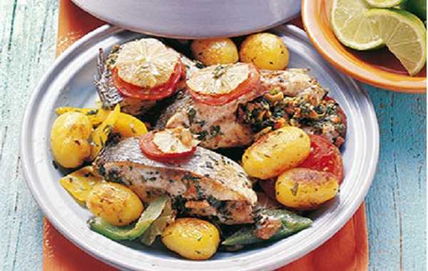 Recette de tajine de daurade sur lit de pommes de terre