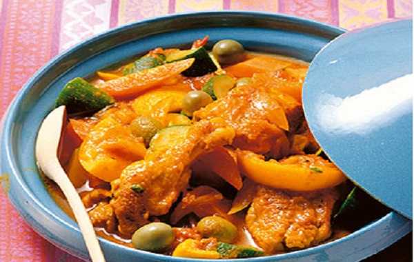 Recette de tajine de poulet  aux petits l�gumes