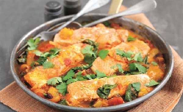Recette de tajine de saumon aux poivrons