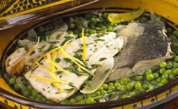 Recette de tajine de daurade aux petits pois