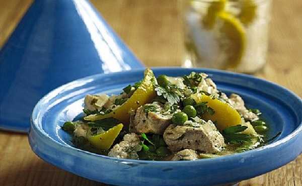 Recette de tajine de poulet aux petits pois