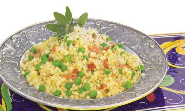 Blé au poulet et petits pois
