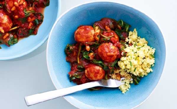 Boulettes de poulet et son couscous à l'orange