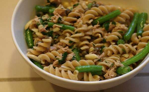 Pâtes au thon et haricots verts