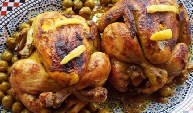 Poulet rôti au four à la marocaine (djaj daghmira)