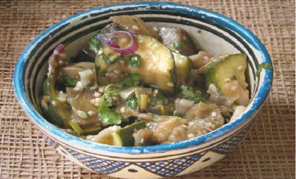 Salade de courgettes et d'aubergines à l'orientale