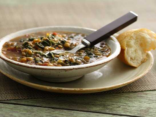 Soupe de lentilles aux épinards