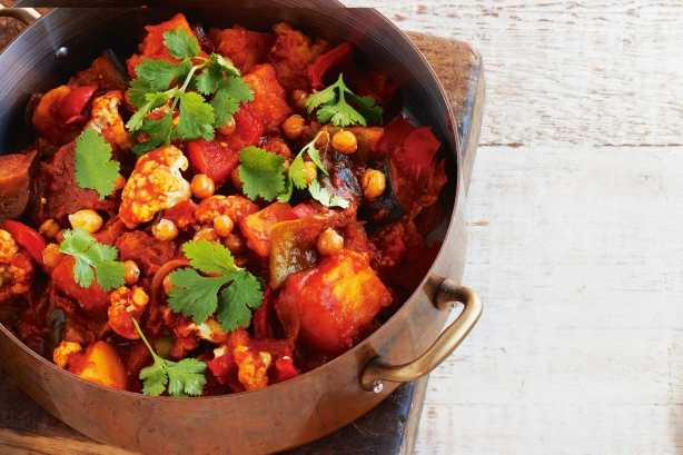 Tajine de légumes aux pois chiches croustillants