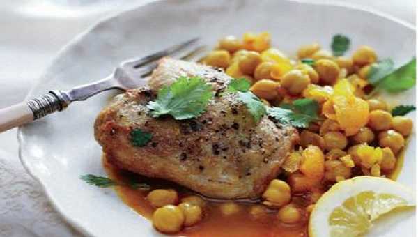 Tajine de dinde aux oignons et pois chiches