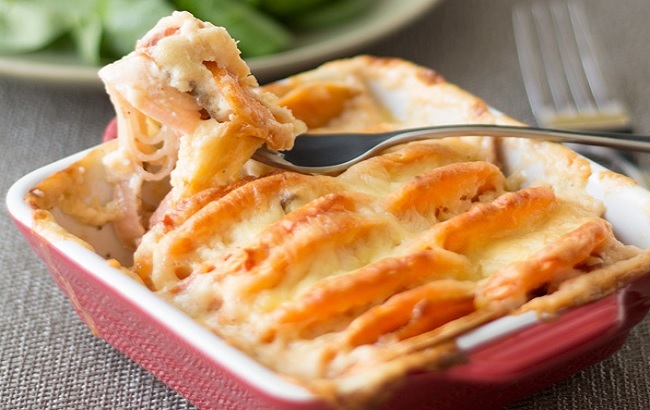 Gratin pommes de terre et saumon