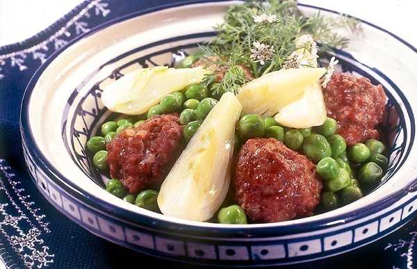 Tajine de Kefta aux petits pois et fenouils