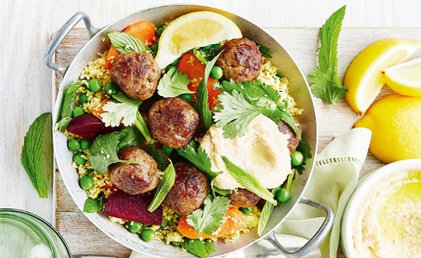 Boulettes de viande au couscous printanier