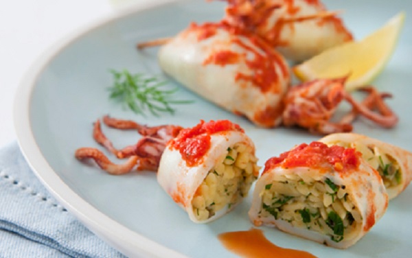 Calamars farcis au riz