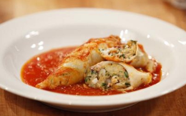 Calamars farcis aux crevettes