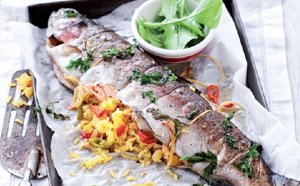 Loup de mer farci à la Marocaine