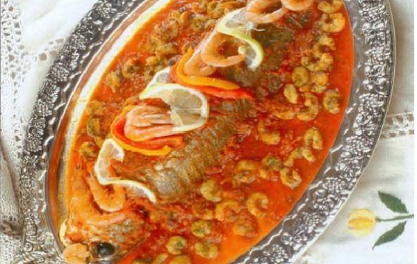 Tajine de poisson farci aux crevettes