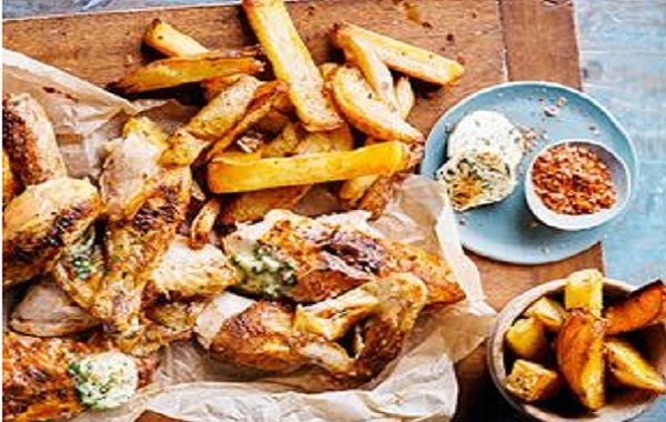 Poulet-frites au four