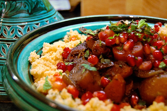 Tajine d'agneau et son couscous au grenade